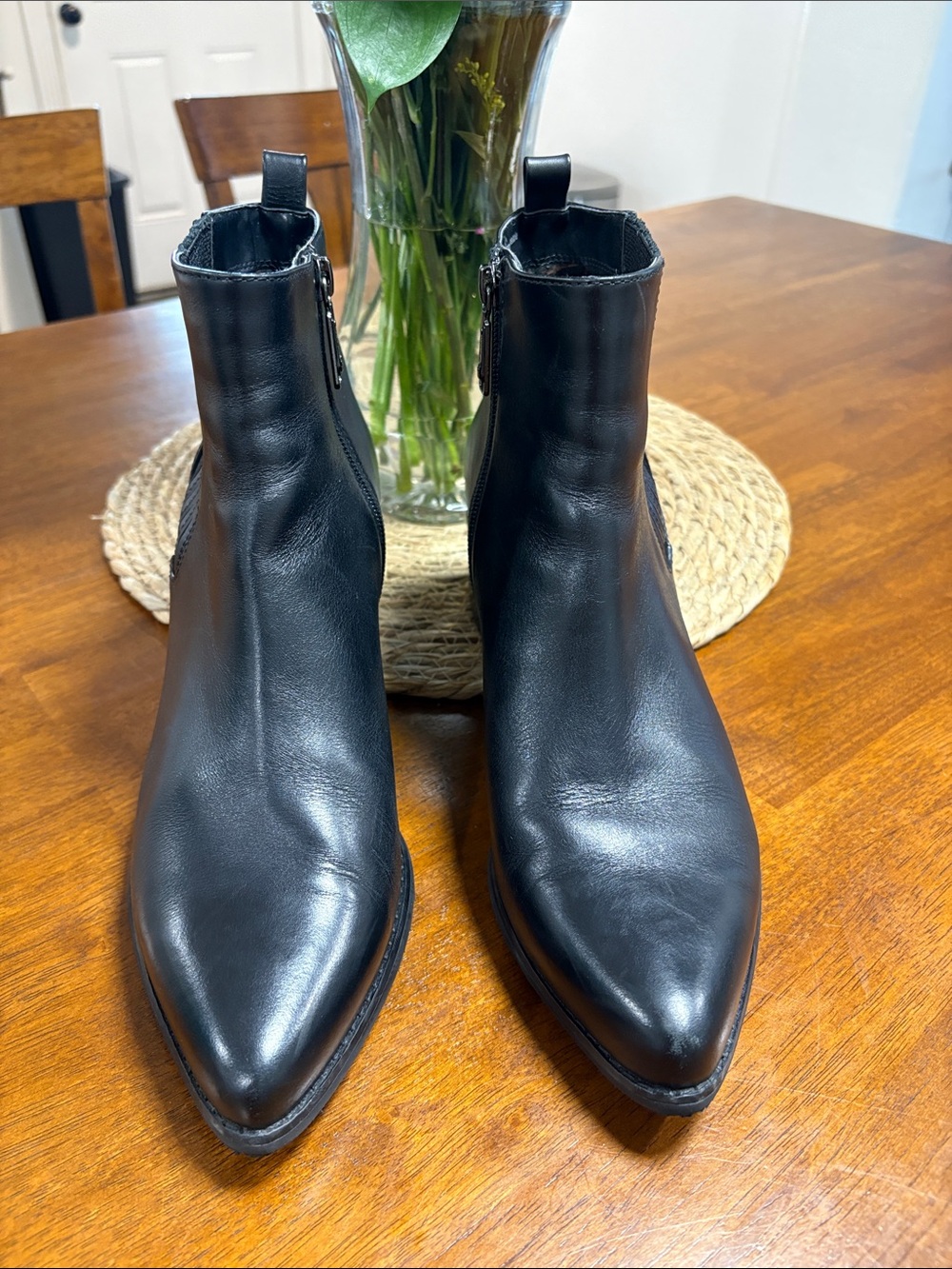 Blondo Black Ankle Boot with Red Plaid Lining